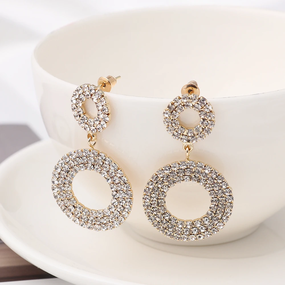 1 пара золотого и серебряного цвета серьга со стразами Модный корейский стиль