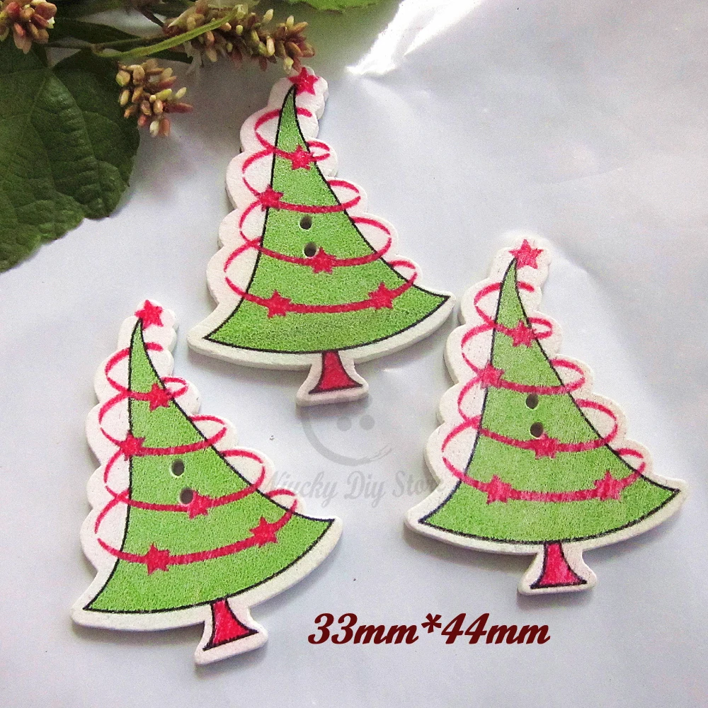 Рождественские Кнопки 144 шт деревянные елки кнопки Новогодние декоративные