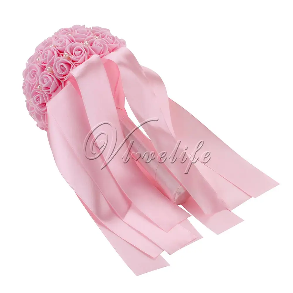 Новинка Свадебный букет невесты искусственный цветок розы лента с жемчугом