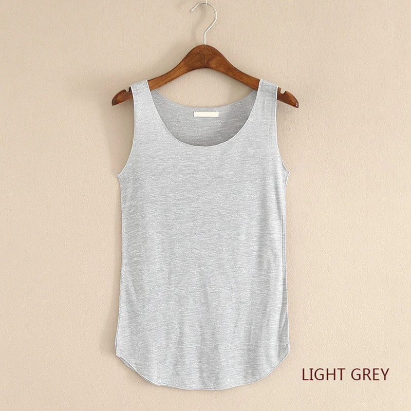 Light Grey Летние свободные топы для фитнеса, женские повседневные Стрейчевые облегающие футболки с круглым вырезом, модные рубашки на бретелях, майка без рукавов, камзол, блузы - Цвет: Light Grey
