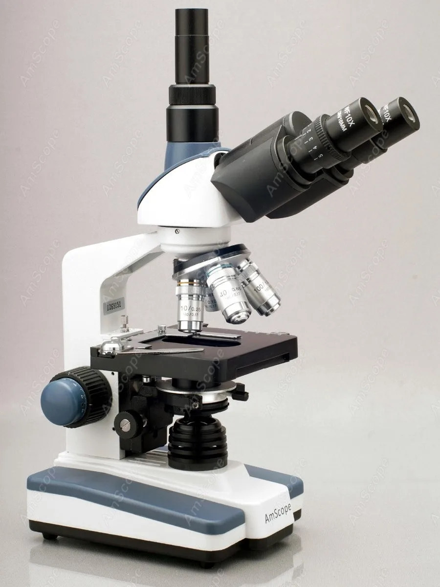 Lab Compound Microscope--AmScope Supplies 2000X LED Trinocular Microscope w 3D Mechanical Stage + USB2 Camera | Инструменты
