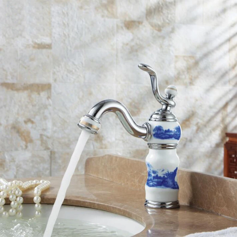 Новый фарфоровый и латунный смеситель хромированный для раковины в ванной