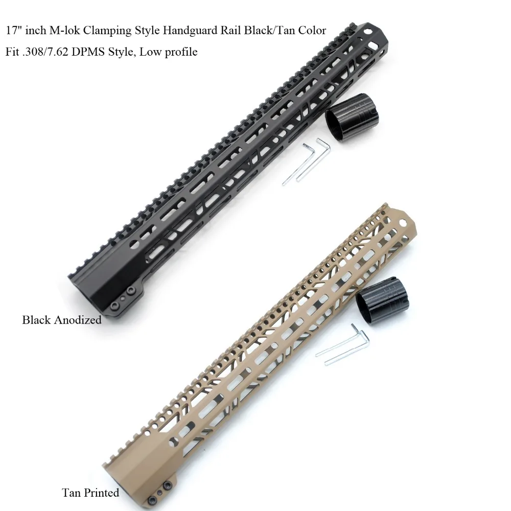 

TriRock 17'' inch Extra Length LR-308 M-lok Handguard Rail Clamping Style Mount System Black/Tan Color_Fit Low Profile