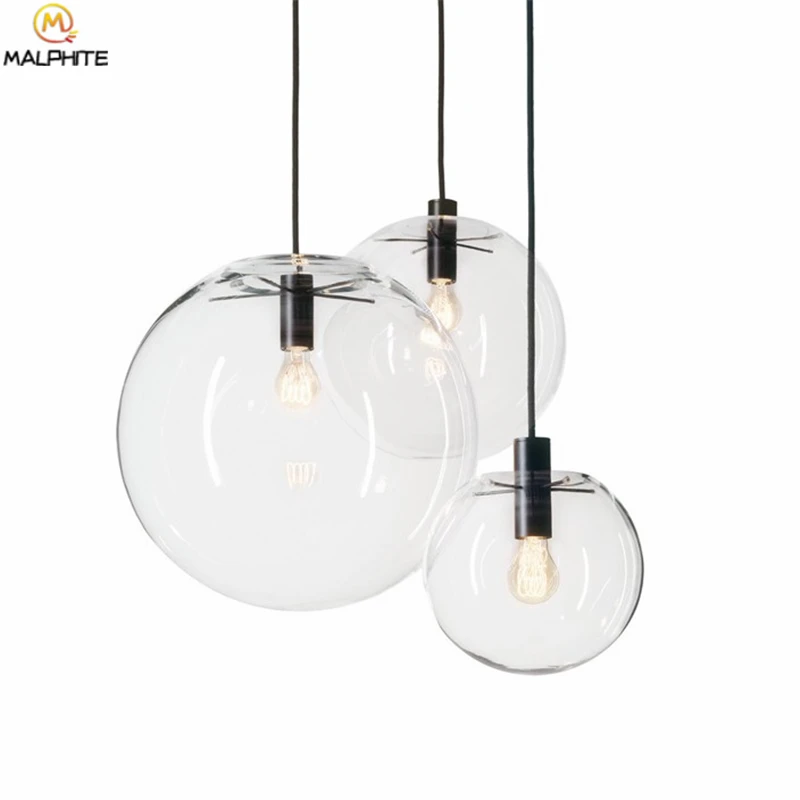 Modern led Suspension Luminaire Glass pendant lights lustre Globe Transparent Ball hanglamp Living Room deco lighting fixtures | Освещение