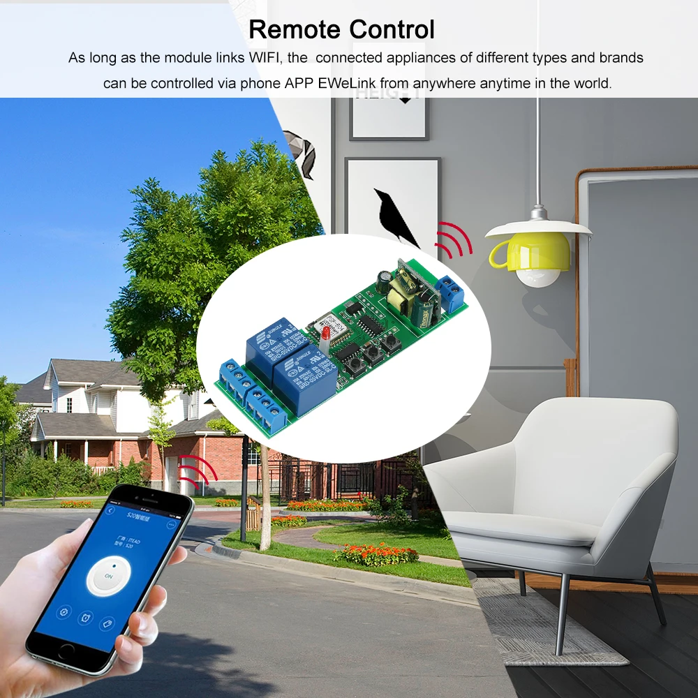 2CH AC85-250V, беспроводной Таймер, приложение для телефона, дистанционное управление, умный Wifi переключатель, универсальный модуль автоматизации для умного дома