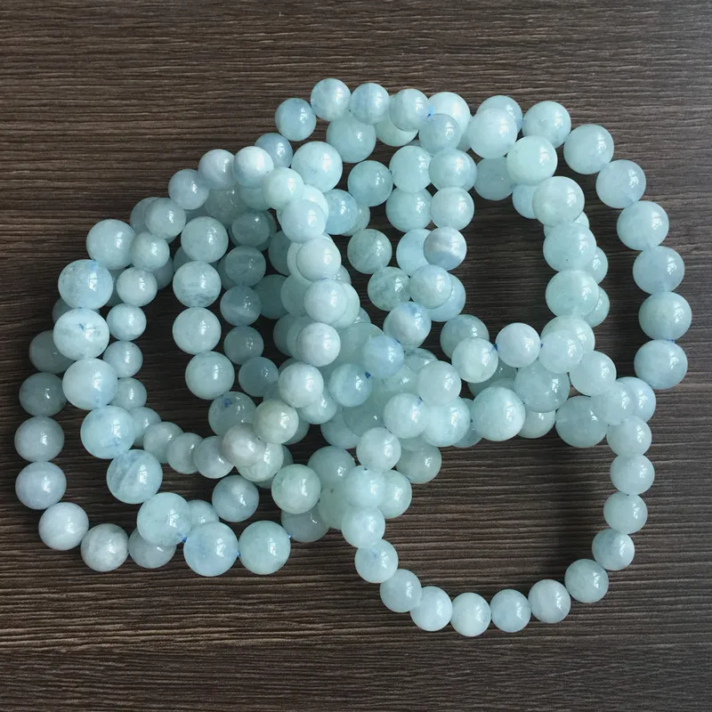 Женские круглые браслеты из бисера с аквамаринами 100% реальные кристаллы