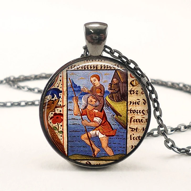 Женская подвеска в стиле ретро бронзовое ожерелье с изображением христофера и