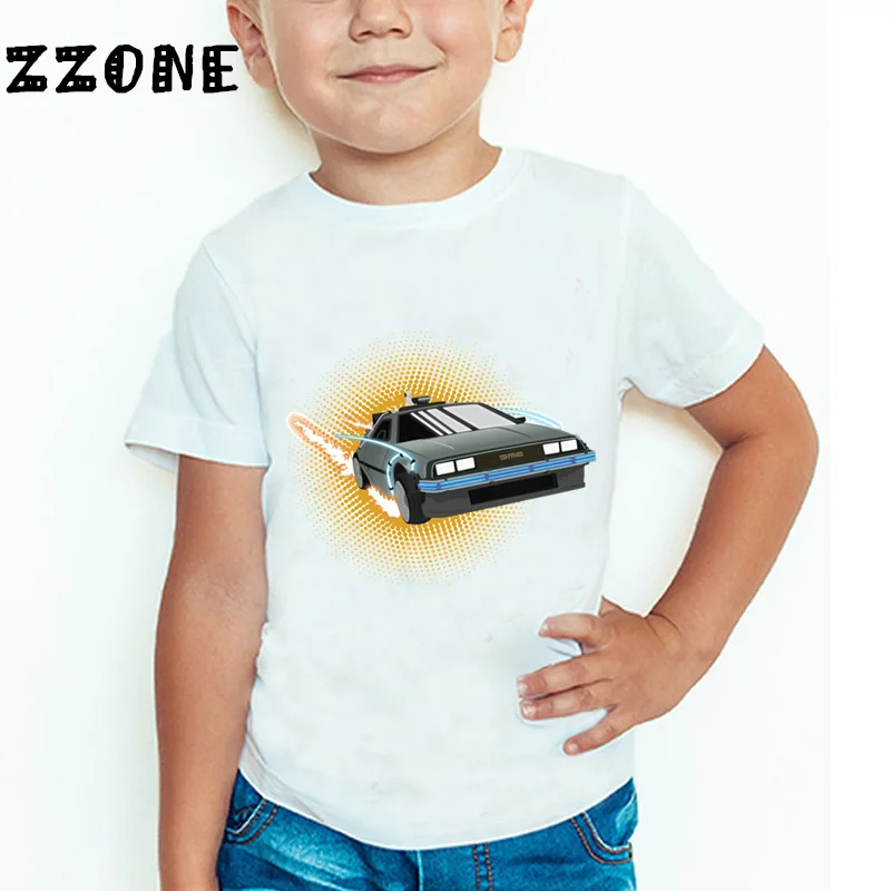 whiteM DMC Delorean/детская футболка «снова в будущее» летние топы с короткими рукавами для мальчиков и девочек, детская модная повседневная одежда HKP2260 - Цвет: whiteM
