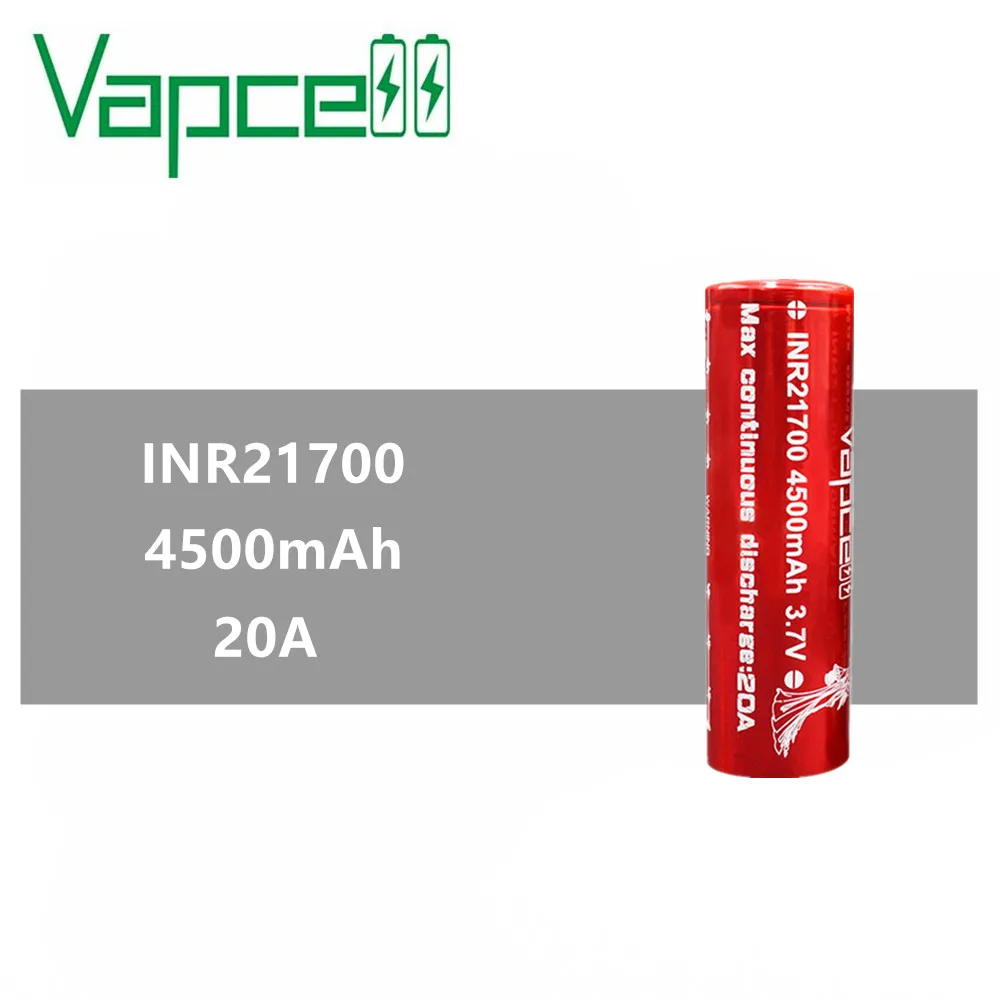 Оригинальный аккумулятор Vapcell INR 21700 4500 мАч 20 А литий-ионная батарея высокой