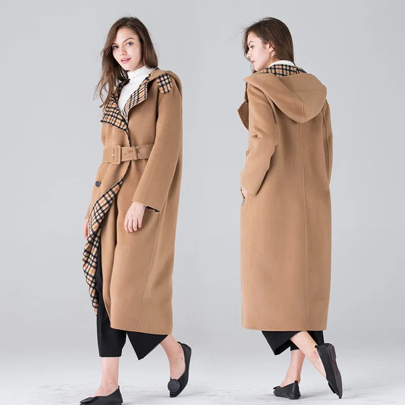 2018 зимнее кашемировое пальто женская Европейская версия с капюшоном