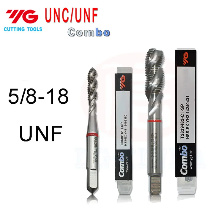 5 8-18 UNF YG-COMBO T2839 1/2 1/4 3/4 3/8 5/8 5/16 5 6 7/8 13 20 16 24 28 UNF UNC Спираль Флейта Tap режущие инструменты краны - Цвет: 5 8-18 UNF