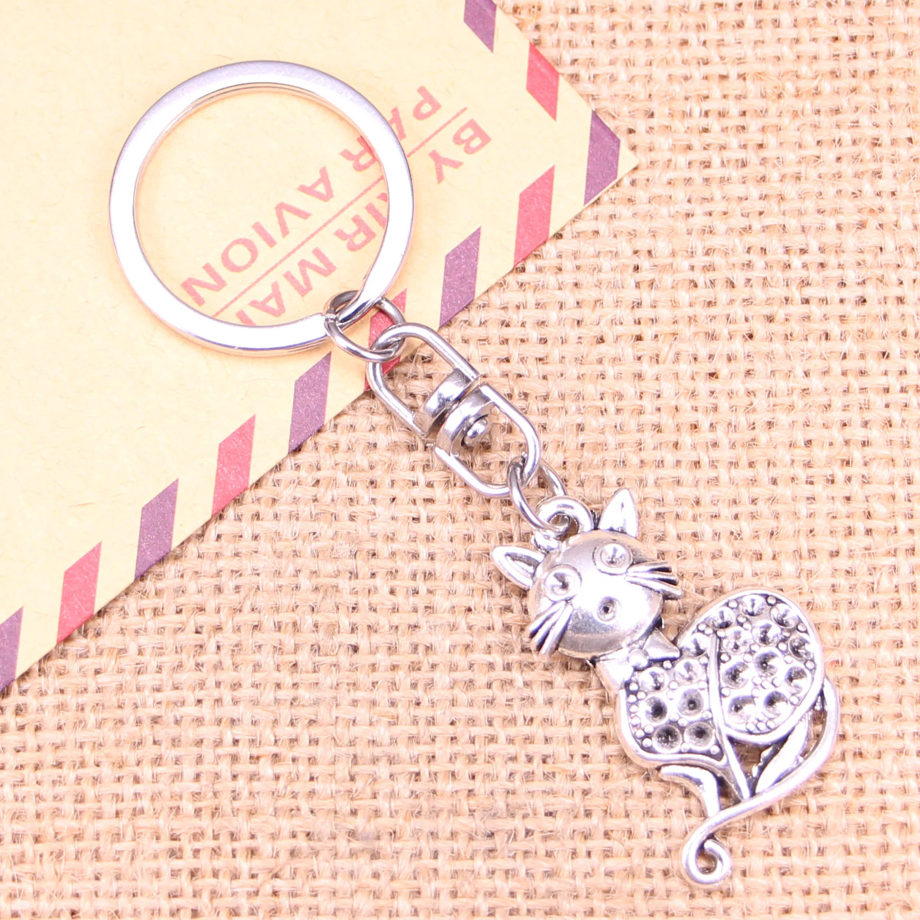 

20pcs New Fashion Keychain 36x23mm capuchin cat Pendants DIY Men Jewelry Car Key Chain Ring Holder Souvenir For Gift