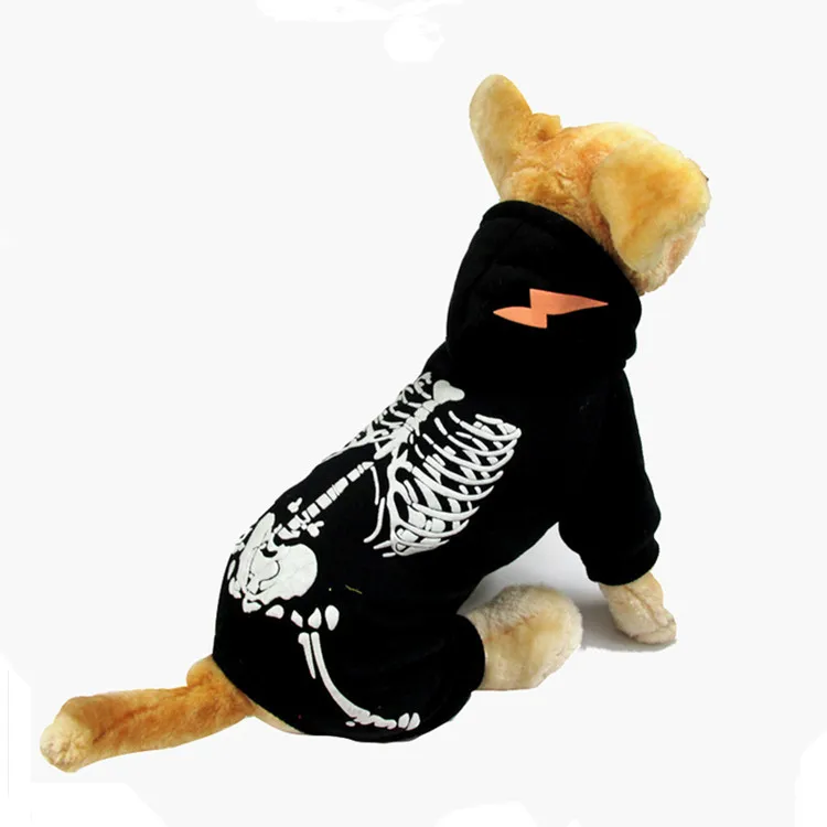 New pet noctilucan skulls autumn and winter clothing Pet dog cat clothes hoodie Dog Christmas Halloween dinosaur change suit | Дом и сад