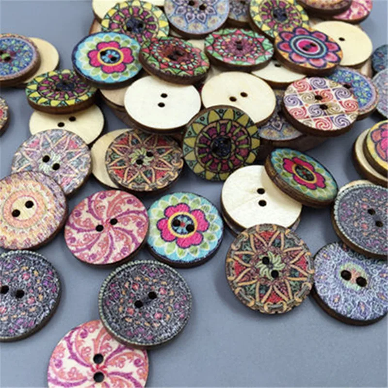 4000pcs Mixed Vintage Colorful Flowers Wood Buttons Scrapbooking Sewing Craft 20mm | Дом и сад