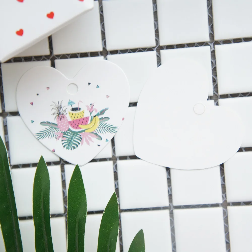 Тропические фрукты партии 50 шт холодный цвет сердце форма бумажные этикетки