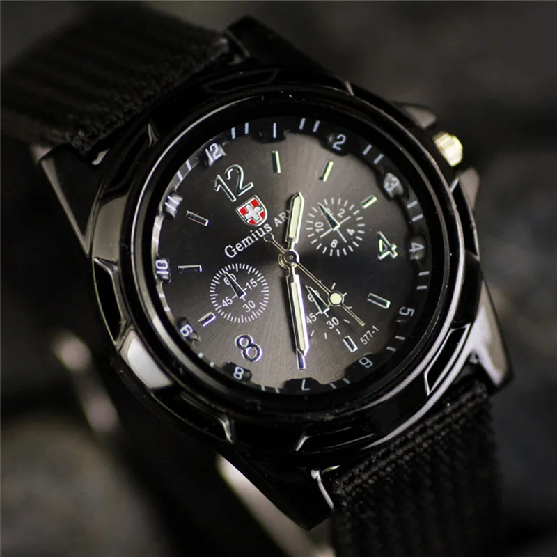 Часы reloj hombre мужские спортивные армейские водонепроницаемые кварцевые с кожаным