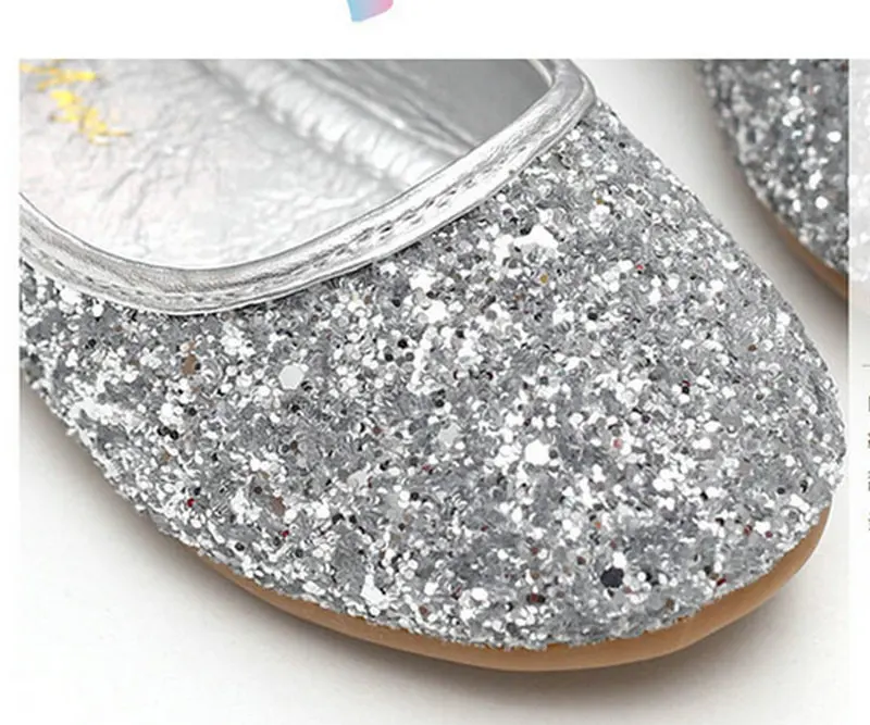 

Silver Children girls Casual Shoes Children's Flats Children Princess Glitter shoes Kids Girls leather shoes wedding Party Shoes
