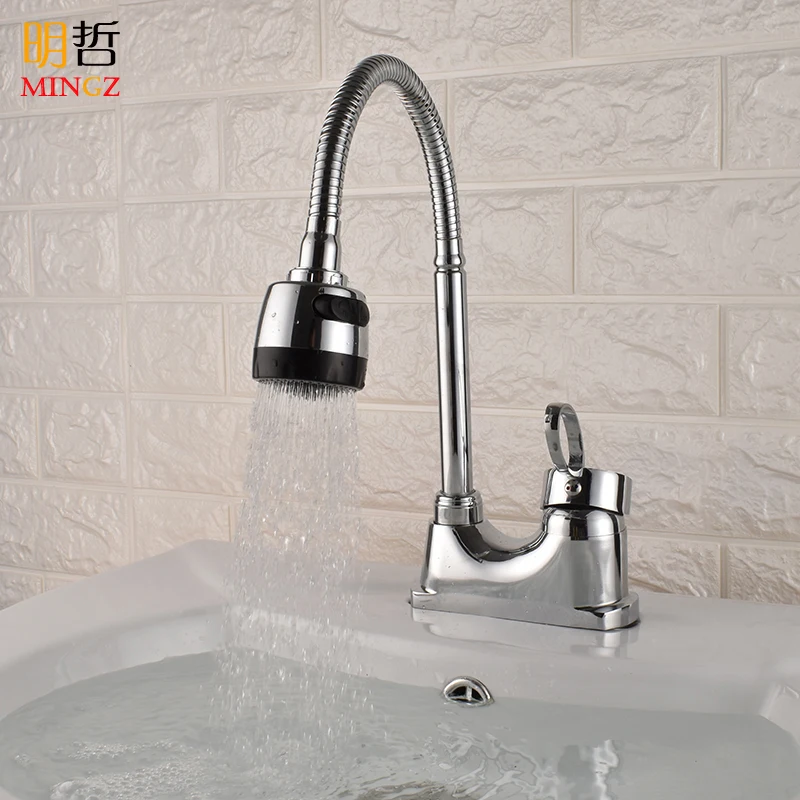 

Basin can be rotated hot and cold faucet sink single handle three holes bathroom washbasin wash basin faucet copper