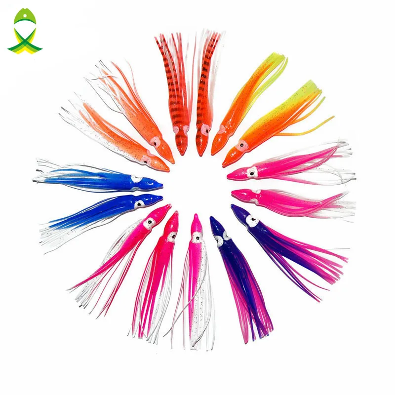 

JSM 30pcs 7.5cm Soft Plastic Octopus Fishing Lures For Jigs Mixed Color Luminous Silicone Octopus Skirt Artificial Jigging Bait
