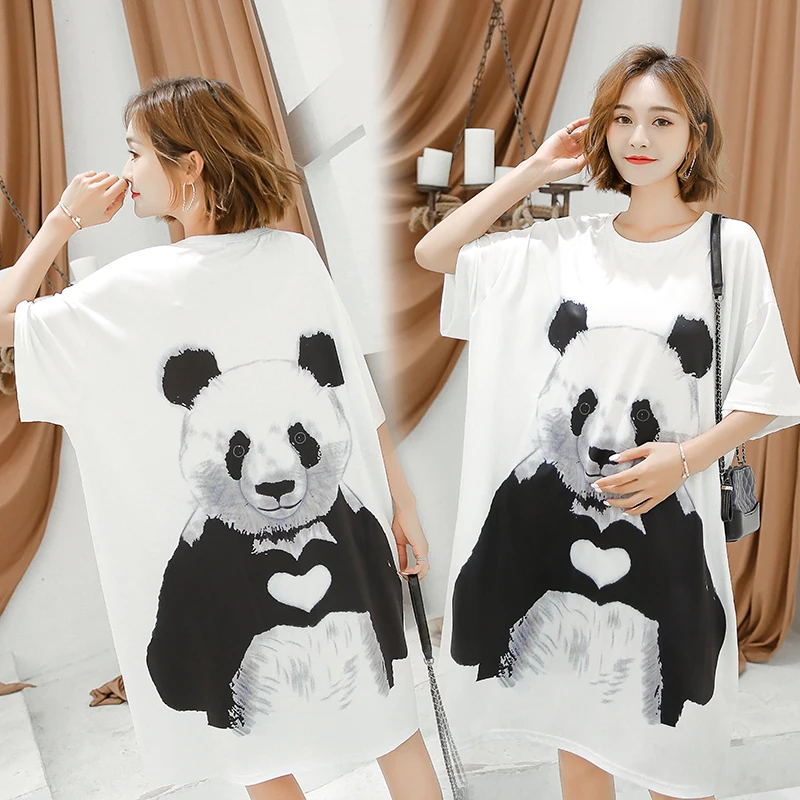 New 2019 Summer Maternity Pregnancy T Shirt Women Cartoon Long Tee Print Dress Pregnant Clothes Funny Loose T-shirt C774 | Мать и ребенок