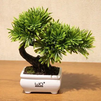 Имитация зеленого растения горшок Podocarpus гость-приветствие сосновые растения в горшке цветок искусство в целом Украшение помещается маленький бонсай - Цвет: 01