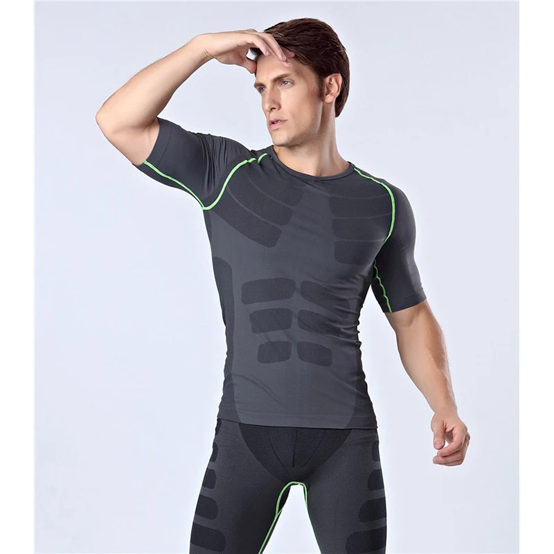 Мужская футболка для бега эластичная Спортивная дышащие футболки тела