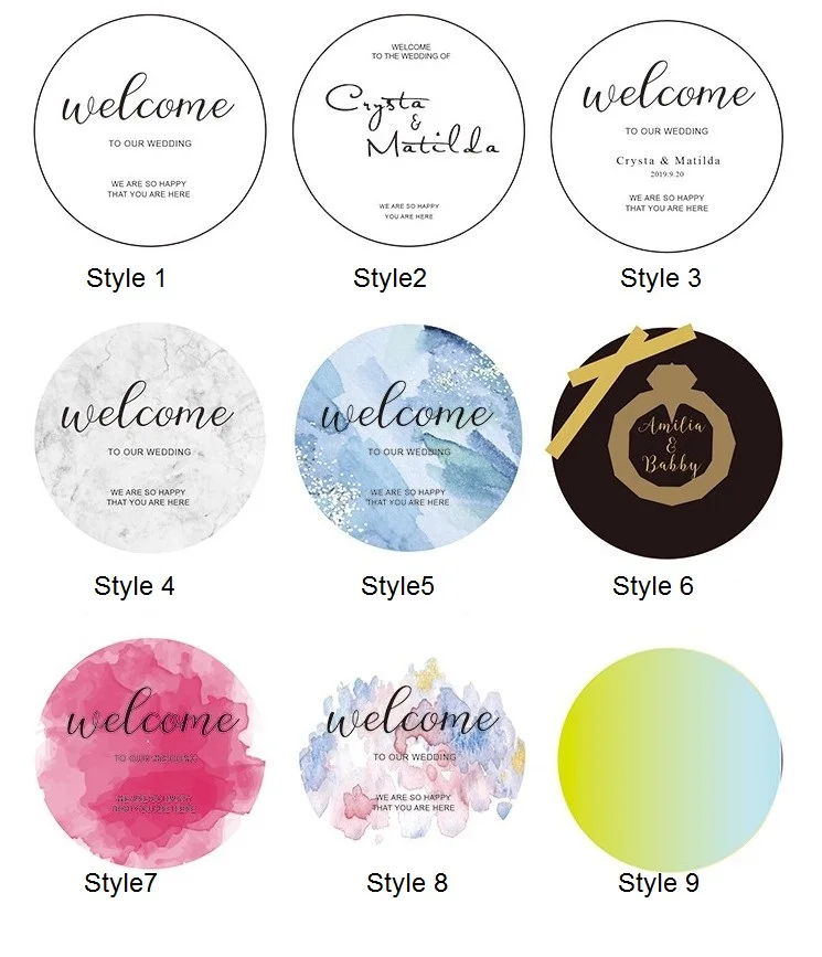 9 styles available 1 шт., индивидуальная проекция логотипов, помолвка, Круглый, приветственная доска, день рождения, вывеска для свадьбы, розовый, белый, желтый, красный - Цвет: 9 styles available