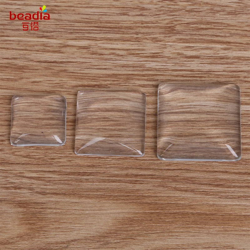 Фото 20, 25, 30 мм, 10 шт./лот, стеклянный квадратный 3D кабошон, прозрачные эпоксидные клейкие круги, смоляные патчи в горошек для наклеек, крышки для бутылок, ремесло, сделай сам №1
