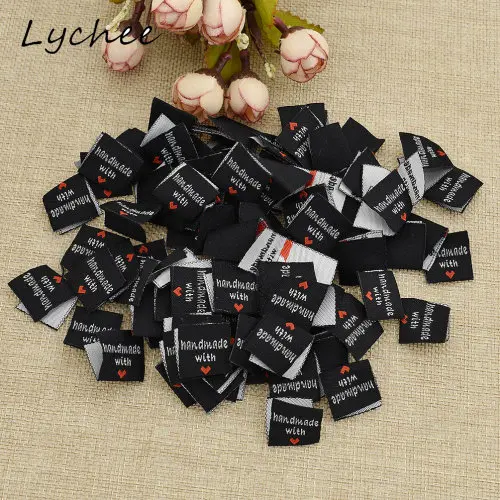 1 Lychee 100 шт полиэфирные этикетки для одежды ручной работы с сердечком DIY ремесло школьная сумка брюки украшения ткань маркеры - Цвет: 1