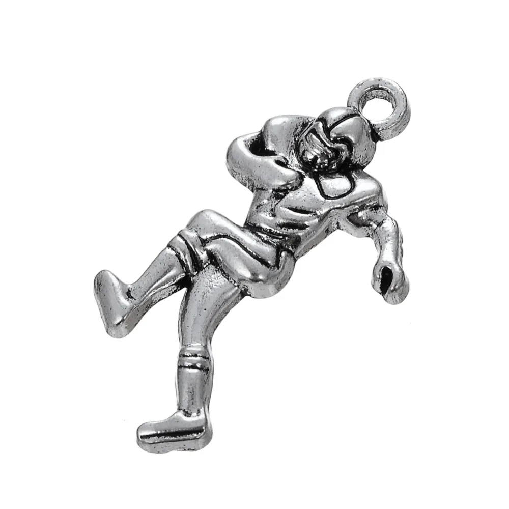 EUEAVAN 20pcs Zinc Alloy Football Player Figure Charm Sport Series Pendant For Jewelry Making Handmade Gift Supply | Украшения и