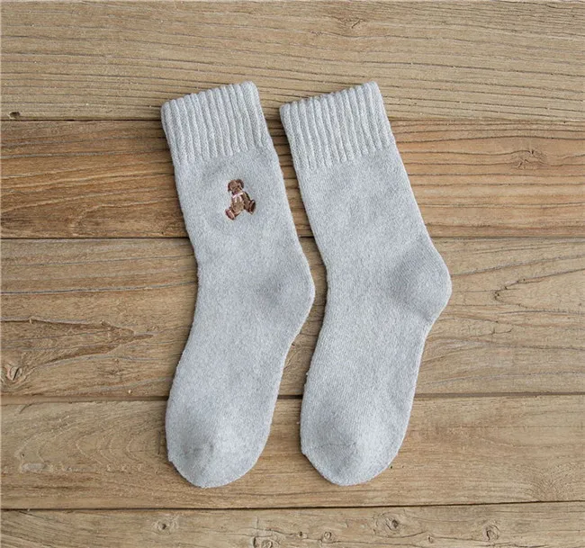 10 pairs Прозрачные кроличьи шерстяные зимние носки, 10 пар, хипстерские Роскошные теплые женские носки из альпаки, Харадзюку, с рисунком медведя, лоферы, прочные махровые носки - Цвет: 10 pairs