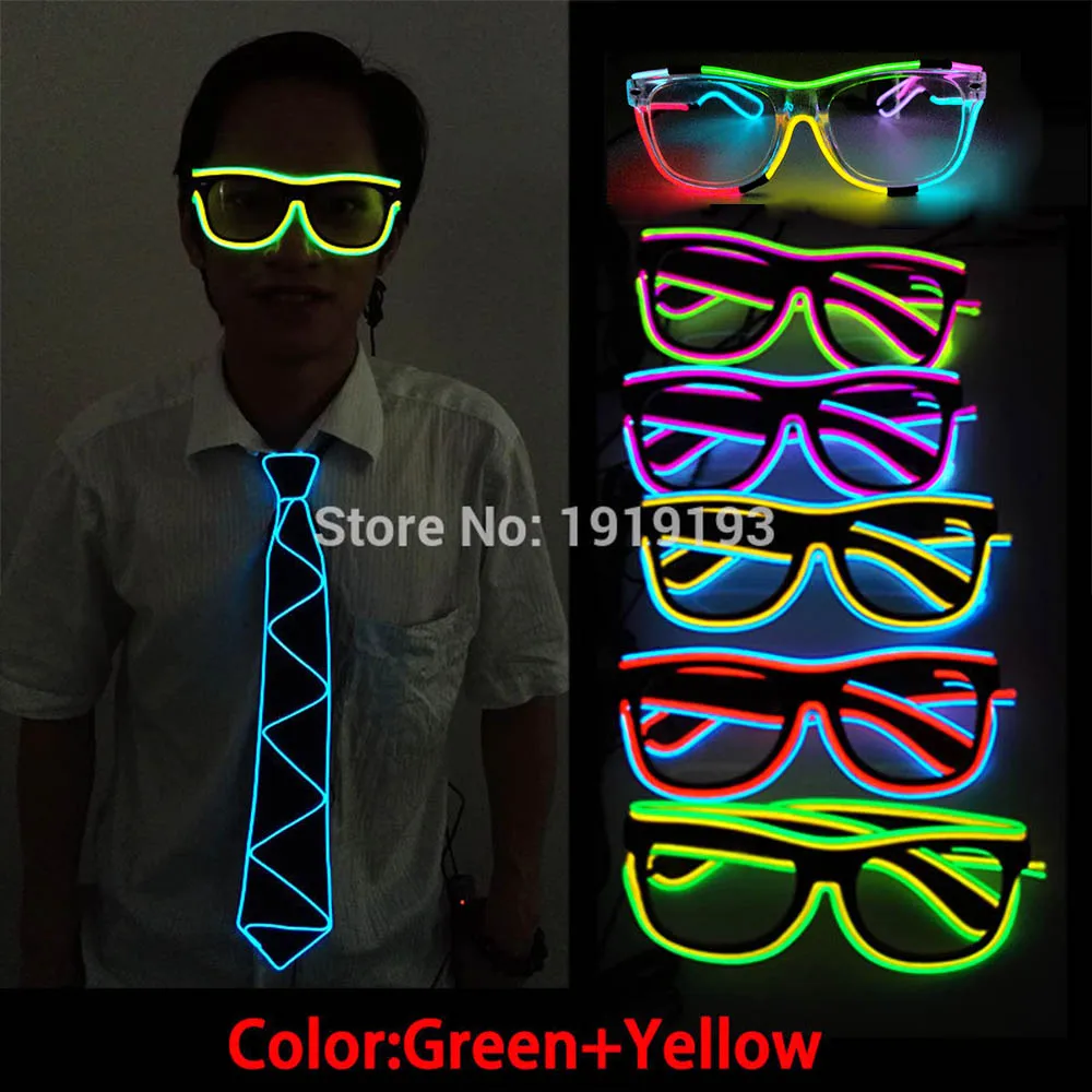 

Новый стиль, разноцветные очки с электролюминесцентной проволокой, светодиодные Модные солнцезащитные очки для мальчишвечерние, очки в фо...