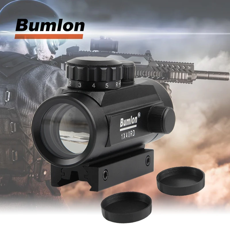 1x40mm Red Green Dot Sight Holographic Cross Hari Rifle Scope 11 and 20mm Rail Mount for Tactical Hunting Airsoft RL5-0003BL | Спорт и