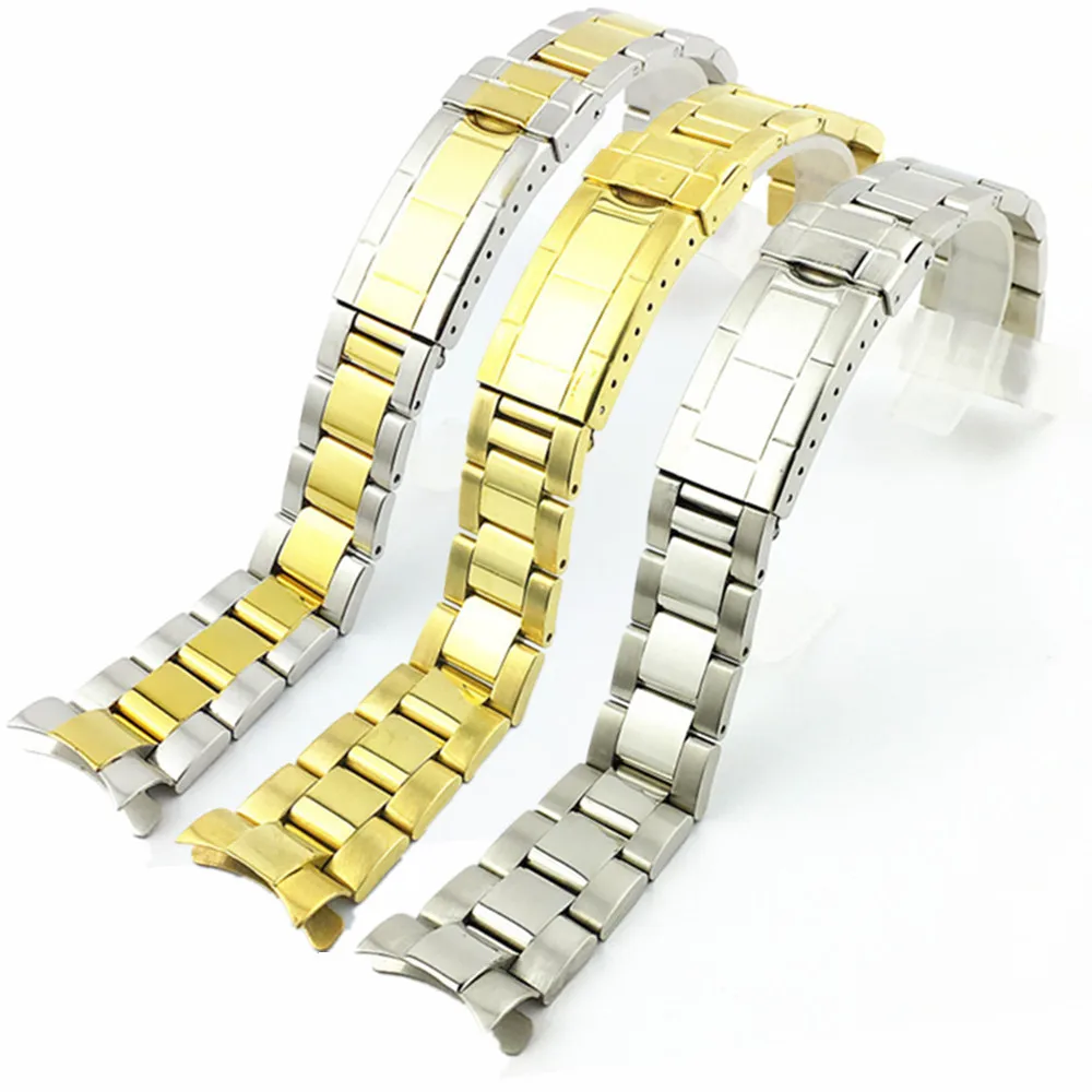 

New Watchband watch band 20MM Men full Stainless Steel Butterfly Clasp gold silver For Rol Daytona Submariner Gmt strap