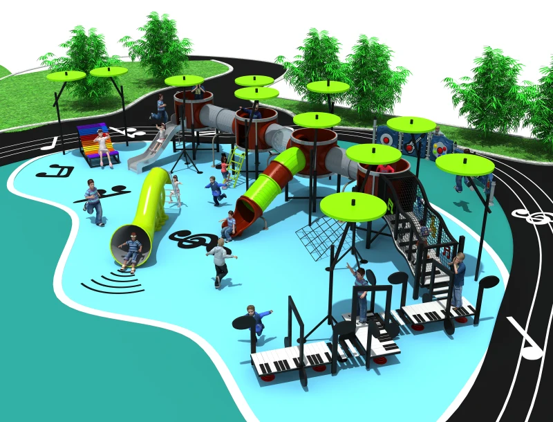 Beste School Amusement Speeltuin Met PE Boord Dak En Staal Dia Muziek Thema Park YLW-OUT180304