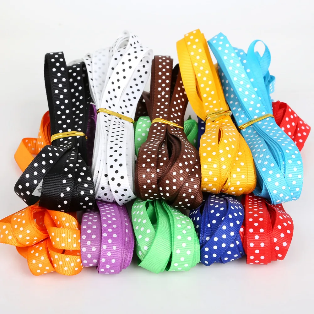 Горячая продажа 5 ярдов 10 мм точечная печатная Grosgrain лента для одежды Швейные
