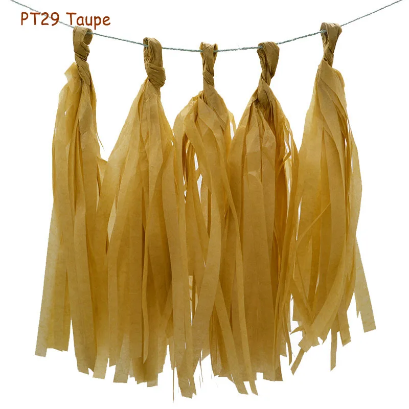 PT29 taupe 5 листов/Лот Декоративные DIY тканевая бумага кисточка гирлянда бахрома фон из флажков Гирлянда Свадьба День Рождения Вечеринка украшения - Цвет: PT29 taupe