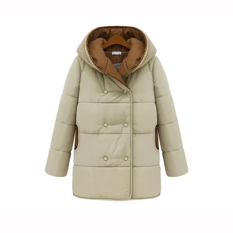 HIJKLNL Plus Size 5XL Women Winter Jacket Coat 2017 Fashion Knitted Patchwork Long Hooded Cotton Parka Mujer campera mujer NA332 | Женская