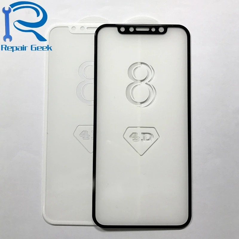 Закаленное стекло для Apple iPhone X 10 шт. протектор экрана 4D прозрачный противоударный