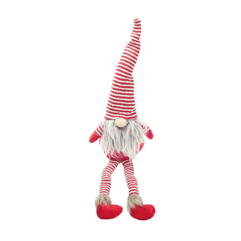 Красный Рождество шведский Санта Клаус Tomte Gnome плюшевые куклы длинные ноги ручной работы коллекционные куклы рождественские украшения для дома - Цвет: Красный