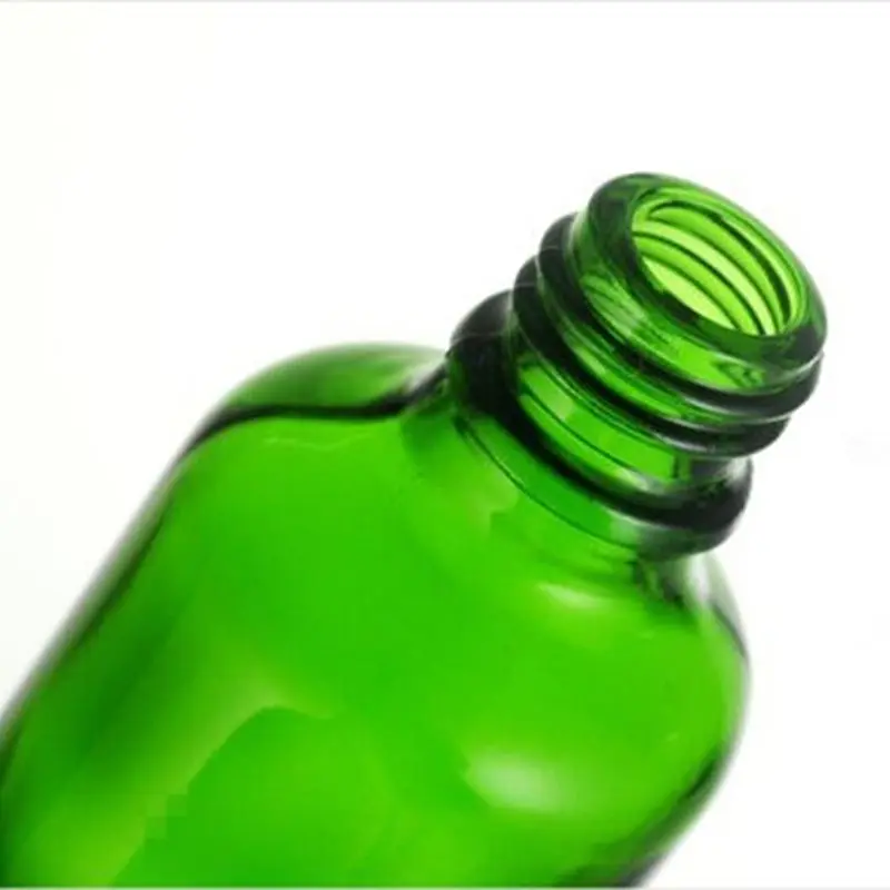 Botella vacía de vidrio verde con pegamento negro, tapón de rosca de plástico y cuentagotas, Sub botella de incienso, 5ml, 10ml, 20ml, 30ml, 50ml, 100ml, 5 uds.
