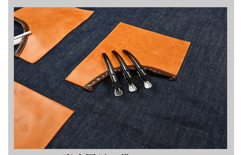 

Denim Kitchen Cooking Apron with Adjustable Cotton Strap Large Pockets Blue Barista Men and Women Homewear