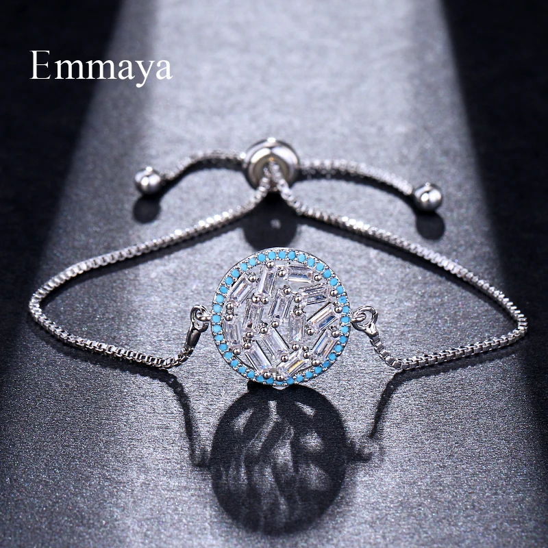 Новый простой круглый регулируемый браслет EMMAYA для женщин Серебристый с
