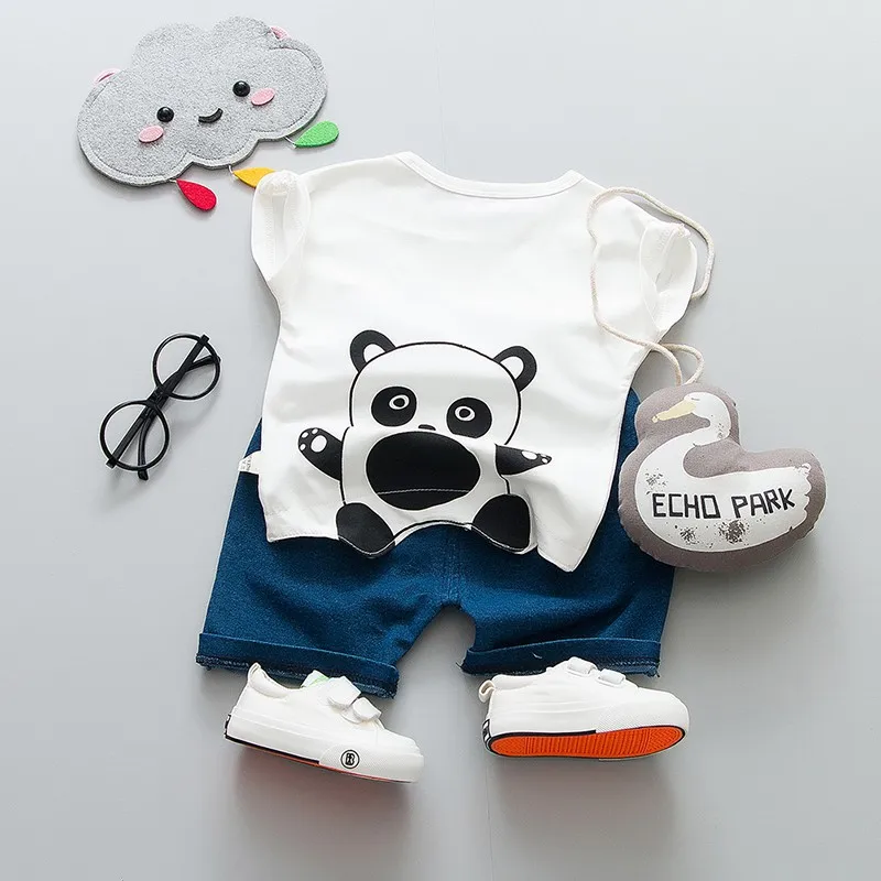 Summer Baby Boys Clothes Short Sleeve Car Star Print Tops Blouse T-shirts+Denim Shorts Pants Casual Outfits Sets 2019 |