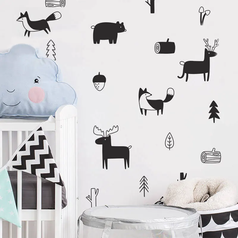 Виниловые настенные наклейки с изображением лесных животных художественные