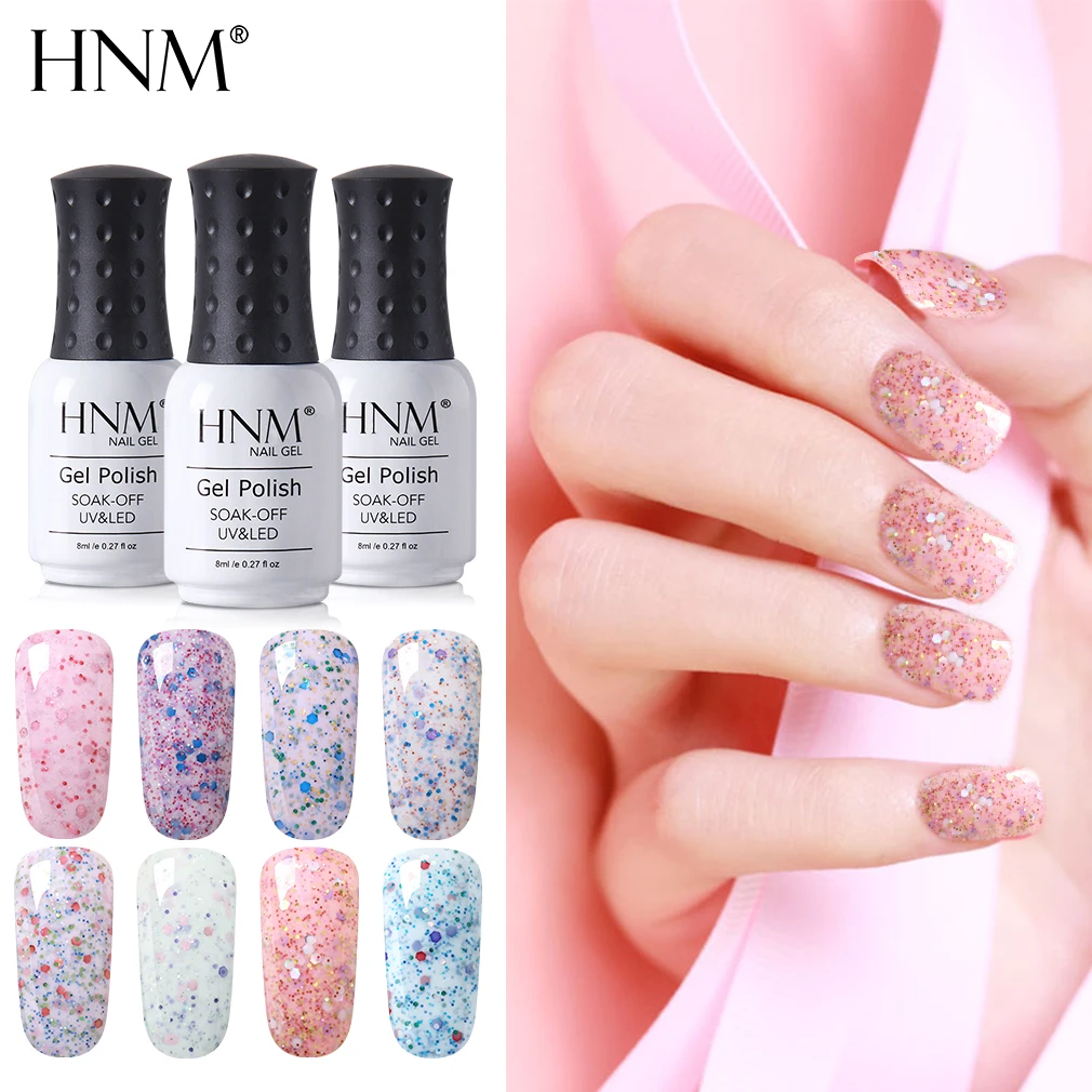HNM 8 мл молочные гранулы гель для ногтей замачиваемый полупропитанный штампованный эмалевый Гель-лак для ногтей УФ-светодиодный Гибридный Гель-лак Lucky Laquer Ink
