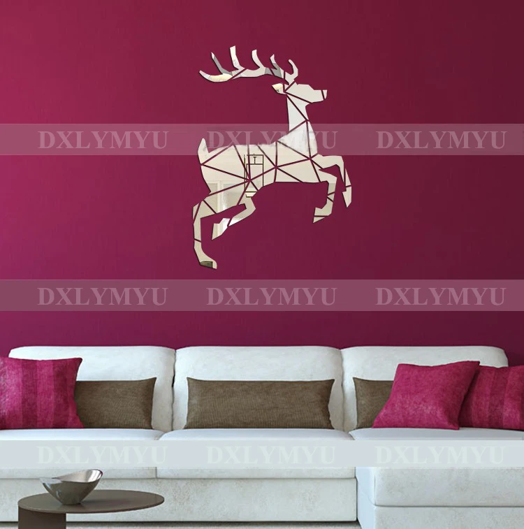 

Deer Pattern Wall Sticker 3D Mirror Wall Stickers Acrylic Sticker Wall Decor Kids Room Decoration Living Room Wall Decals