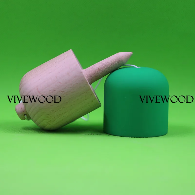 Kendama Beech Pill с резиновым зеленым покрытием, Kendama pill для новых игроков, отлично подходит как шаговый камень в Kendama