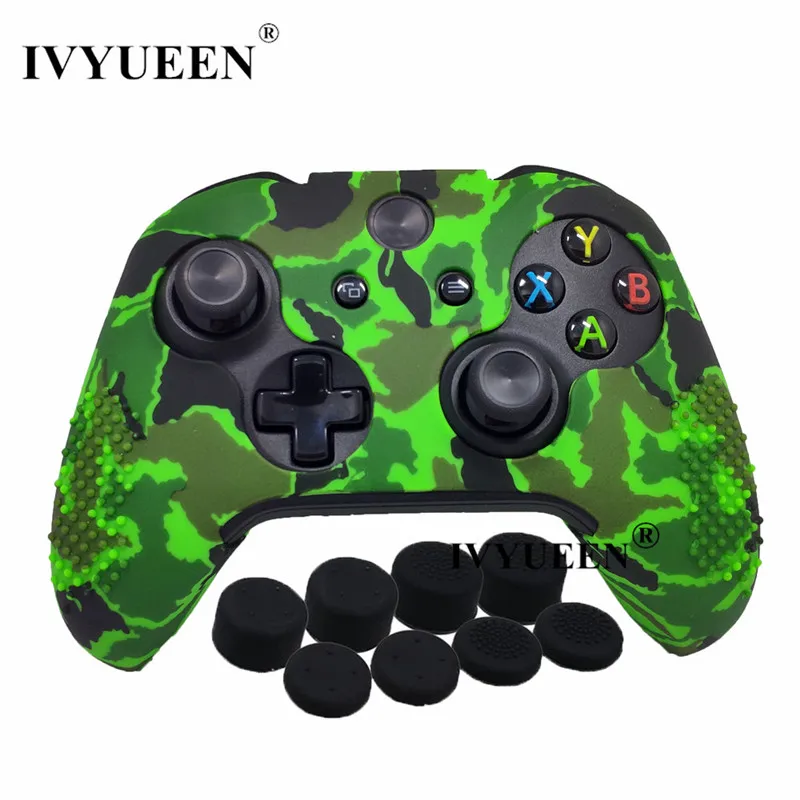 Green Camo IVYUEEN 15 цветов силиконовый чехол для microsoft Xbox One X S тонкий контроллер защитный чехол с аналоговой палкой для большого пальца - Цвет: Green Camo