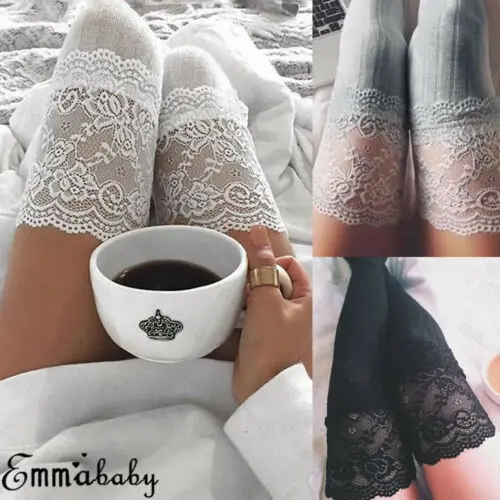 2019 женские кружевные вязаные хлопковые чулки выше колена высокие колготки